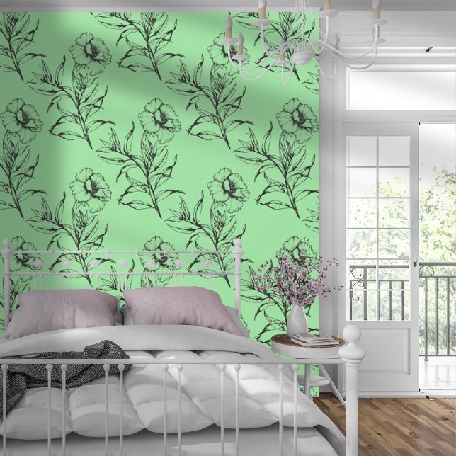 Simple Modern Floral Pattern Light Green Wallpaper (Creator Uploaded)