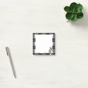 Simple Modern Floral Rustic Plaid Post-it Notes