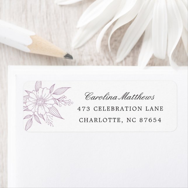 Simple Modern Floral Wedding Lavender Address (Insitu)