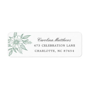 Simple Modern Floral Wedding Mint Return Address