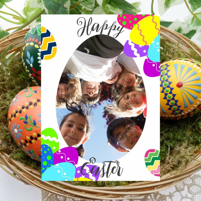 simple Modern flower Happy Easter to friends photo Holiday Card (Creator Uploaded)