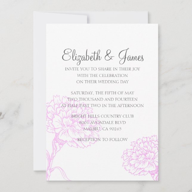 Simple Modern Flower Wedding Invitations (Front)