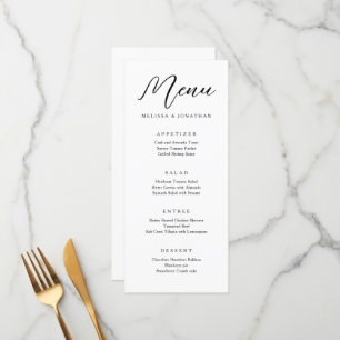 Simple Modern Flowing Calligraphy Script Wedding Menu
