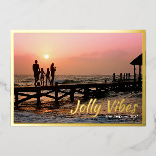 Simple Modern Foil Custom Photo Xmas Cards 