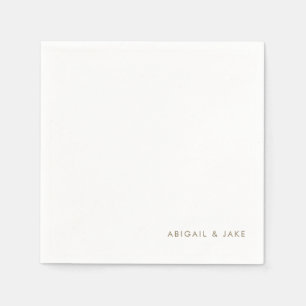 Simple Modern Font Gold Text Names Wedding Napkin