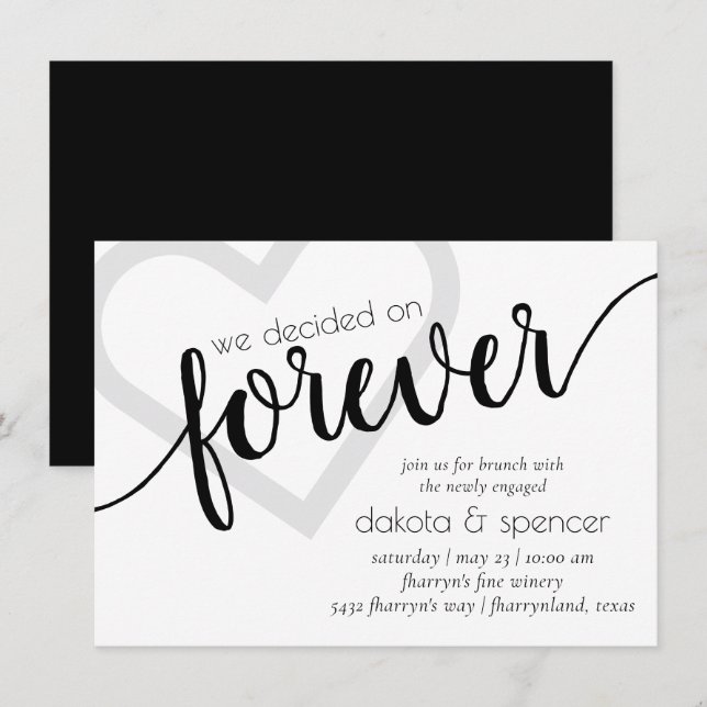 Simple Modern Forever | Heart Newlywed Brunch Invitation (Front/Back)