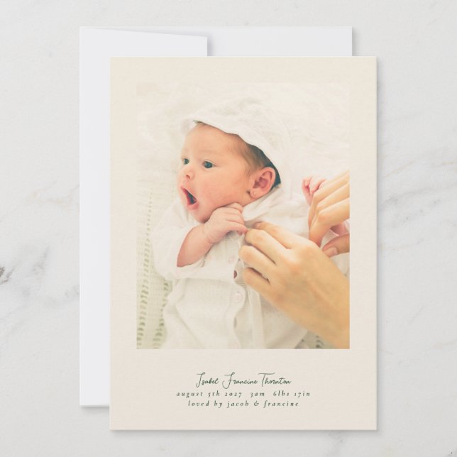 simple modern frame 5 collage photo script baby announcement (Front)