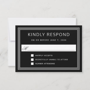 Simple Modern Frame Elegant Black RSVP
