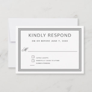 Simple Modern Frame Elegant Wedding RSVP Card