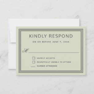 Simple Modern Frame Sage Green Wedding RSVP Card