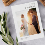 Simple modern frame wedding thank you card<br><div class="desc">A modern photo design with a photo and script text. You can upload your own image and edit. The text and colours can personalised.</div>