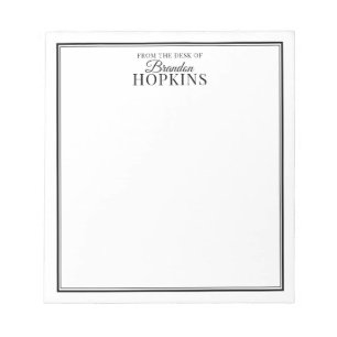 Simple Modern From the Desk of Script Black Notepad