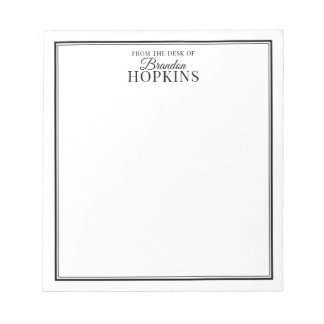 Simple Modern From the Desk of Script Black Notepad