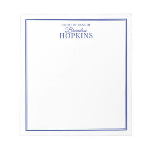 Simple Modern From the Desk of Script Blue Notepad