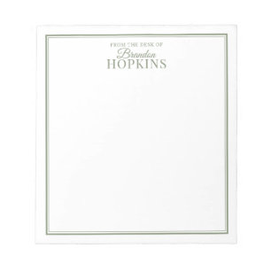 Simple Modern From the Desk of Script Green Notepad