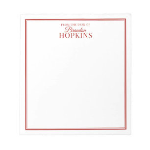 Simple Modern From the Desk of Script Red Notepad