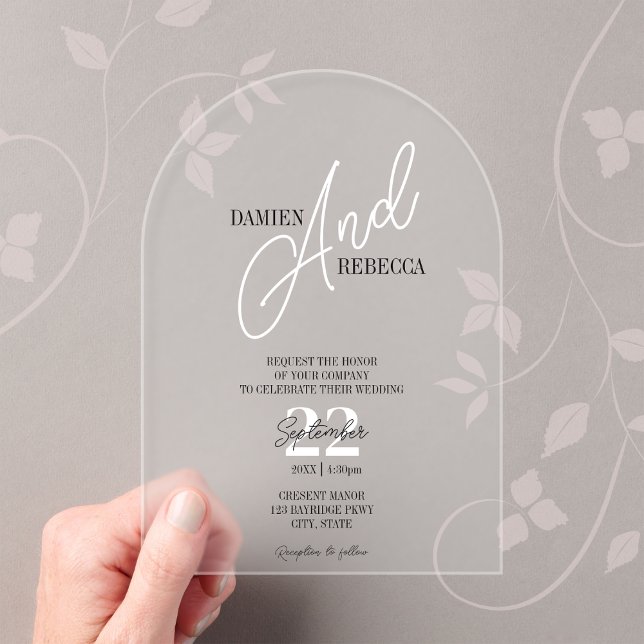 Simple Modern Frost Acrylic Wedding Invitation (Creator Uploaded)