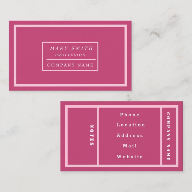 Simple Modern Fuchsia Rose Business Card (Front/Back)