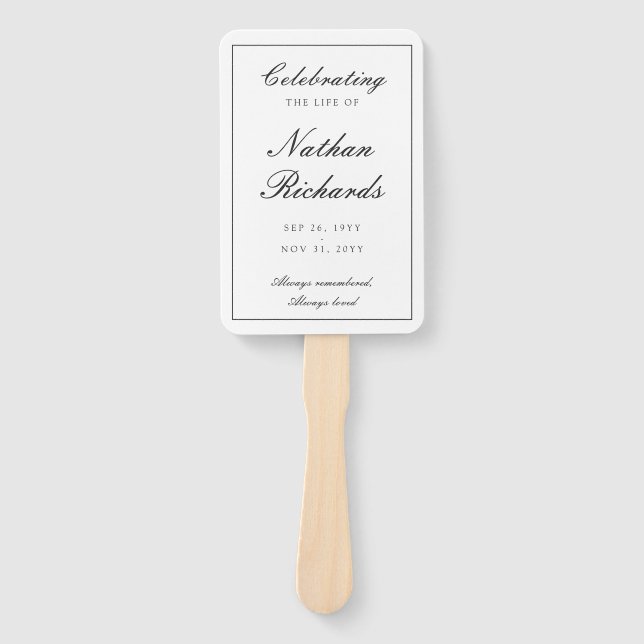 Simple Modern Funeral Memorial Service Hand Fan (Front)