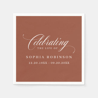 Simple Modern Funeral Memorial Terracotta White Napkin