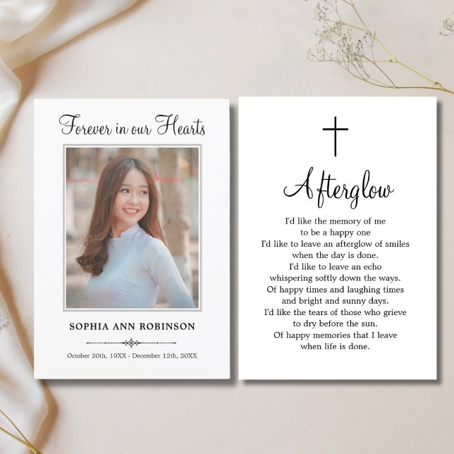 Simple Modern Funeral Photo Memorial Prayer Card (Creator Uploaded)