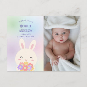 Simple Modern Gender Neutral Cute Baby Photo Birth Announcement Postcard