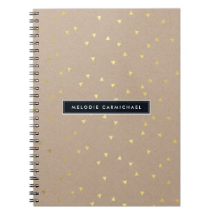 SIMPLE modern geo confetti pattern gold foil kraft Spiral Notebook