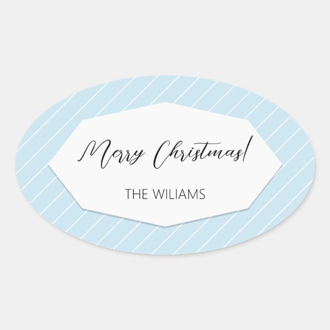Simple Modern Geometric Blue Oval Sticker (Front)