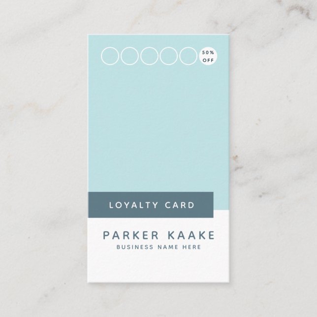 Simple Modern Geometric Light Blue Loyalty Card (Front)