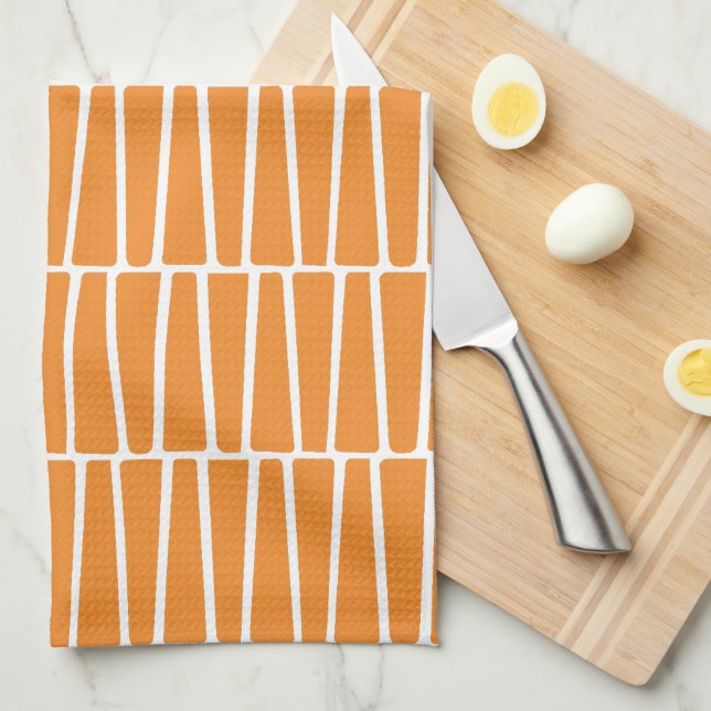 Simple Modern Geometric Orange Pattern Tea Towel (Quarter Fold)