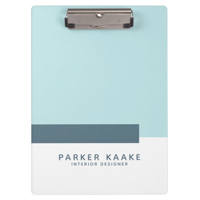 Simple Modern Geometric pastel Blue Clipboard (Front)