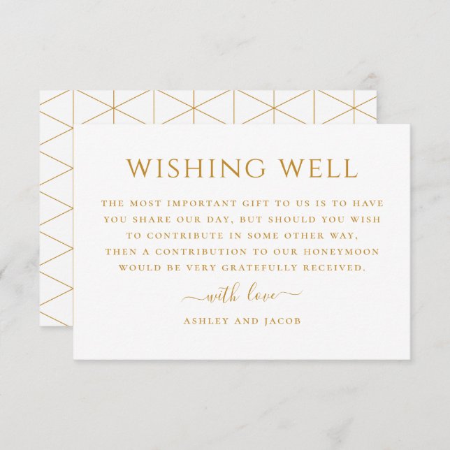 Simple modern geometric wedding wishing well enclosure card (Front/Back)