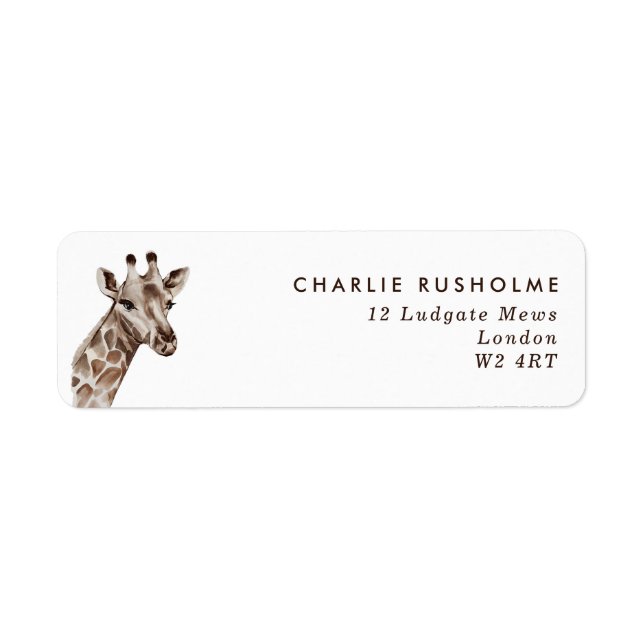 Simple Modern Giraffe Personalised Return Address (Front)