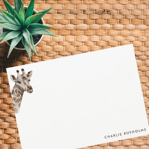 Simple Modern Giraffe Personalised Stationery Card