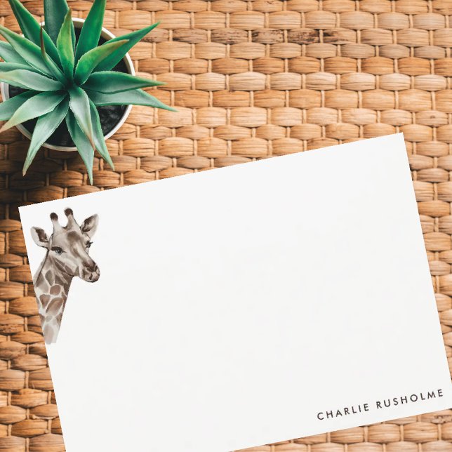 Simple Modern Giraffe Personalised Stationery Card (Creator Uploaded)