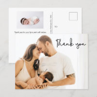 Simple modern girl baby shower thank you 