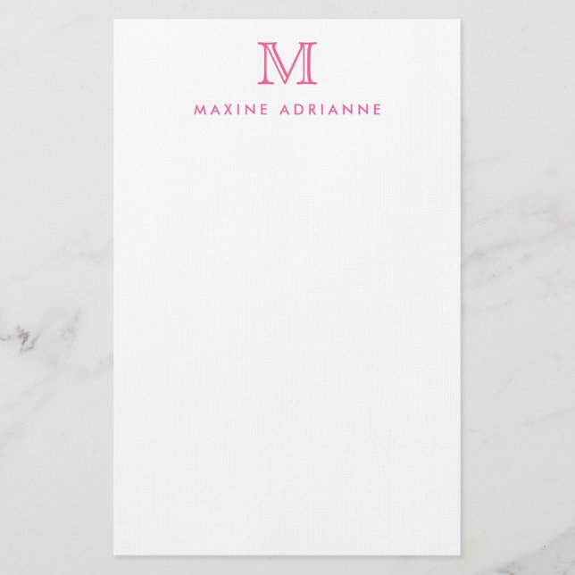 Simple Modern Girly Blush Pink Monogram Initial Stationery (Front)