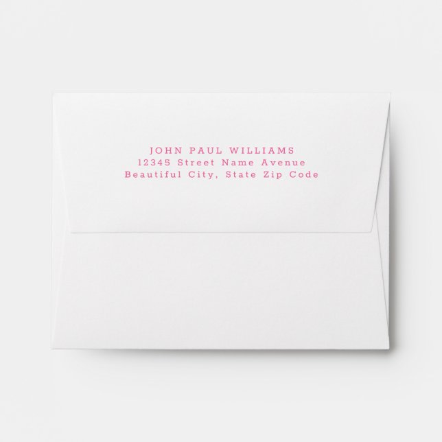 Simple Modern Girly Blush Pink Name Address Envelope (Back (Top Flap))