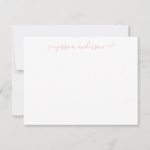 Simple Modern Girly Classic Blush Pink Chic Script Card