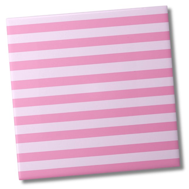 Simple Modern Girly Pink Stripe Pattern Tile (Simple Modern Cute Girly Pink Stripes Pattern Ceramic Tile)