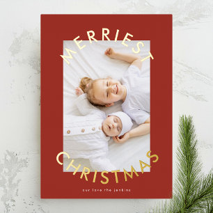 Simple Modern Gold Bold Merriest Christmas Photo