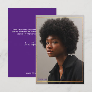 Simple Modern Gold Border Graduation Thank You Inv Invitation