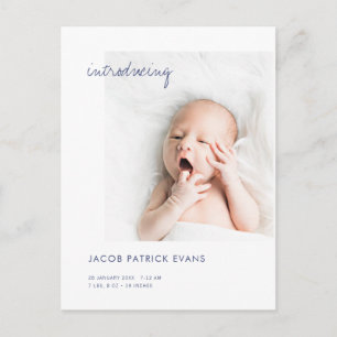 Simple Modern Gold Custom Photo New Baby Birth Announcement Postcard
