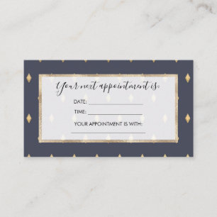 Simple Modern Gold Diamond Navy Blue Pattern Appointment Card