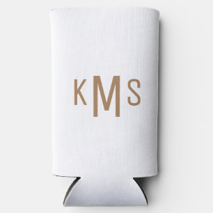 Simple Modern Gold Monogram White Seltzer Can Cooler