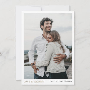 Simple Modern Gold Photo Thank You Wedding Card