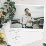 Simple Modern Gold Photo Wedding Save the Date Invitation Postcard<br><div class="desc">This simple, stylish modern photo wedding save the date postcard template features your names, date and wedding locale in an elegant gold tone called California Gold beneath your photo. You might choose to change the font, punctuation or colour used for various text elements of this design on the front and/or...</div>