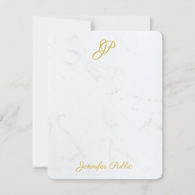 Simple Modern Gold Script Elegant Monogram For Her Card (Front)
