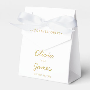 Simple Modern Gold Script Wedding Hashtag Thanks Favour Box