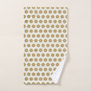 Simple Modern Gold Starburst Pattern Hand Towel